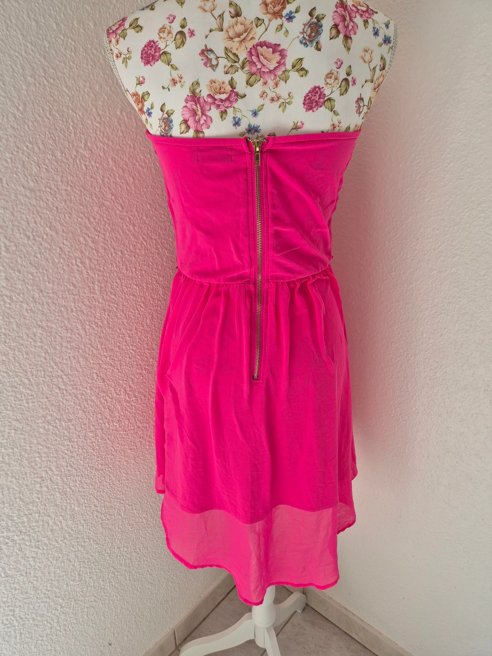 Vestido bustier Jennyfer rosa fúcsia de musselina – Tamanho P – Festa, cerimônia, casamento – photo 3
